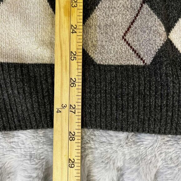 Tricots St Raphael Sweater Mens XL Gray Argyle Knit Pullover Classic Grandpacore - Picture 8 of 8